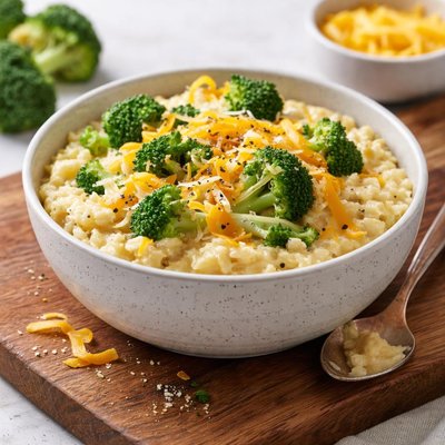 Cheddar broccoli grits