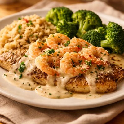 Cheddars creamy tilapia and shrimp