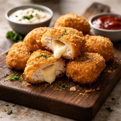 Cheese-stuffed chicken nugget