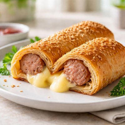 Cheese-stuffed sausage roll