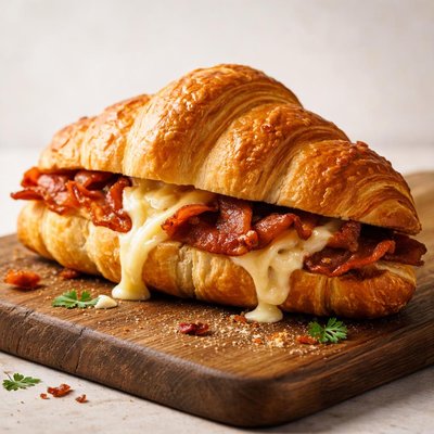 Cheese and bacon croissant
