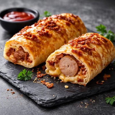 Cheese and bacon sausage roll
