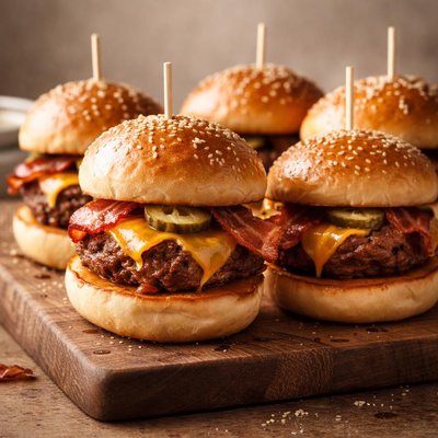 Cheese and bacon sliders