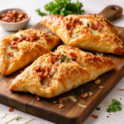 Cheese and bacon turnovers