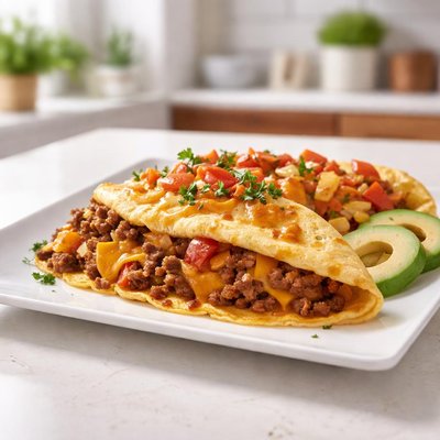 Cheese and beef omelette