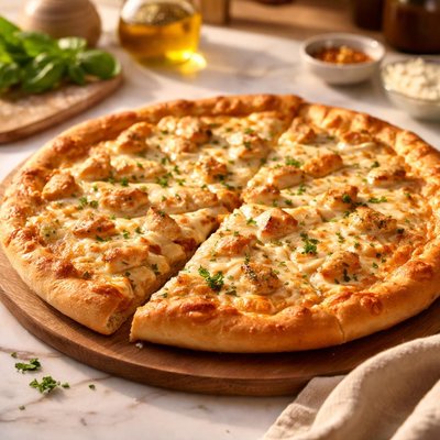 Cheese and chicken pizza
