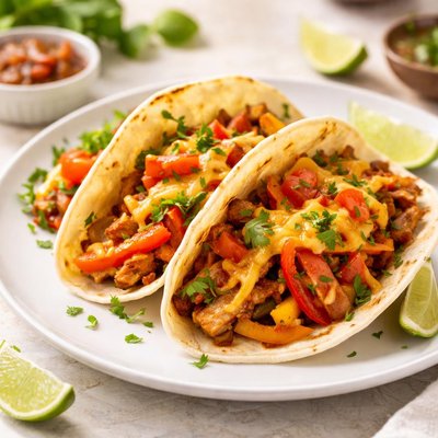 Cheese and chiken fajita taco