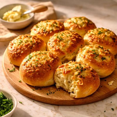 Cheese and chive brioche rolls