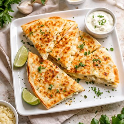 Cheese and garlic quesadilla