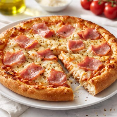 Cheese and ham pizza