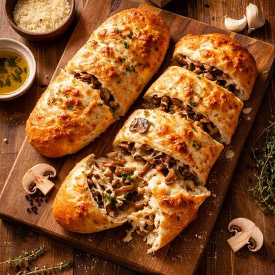 Cheese and mushroom stuffed bread