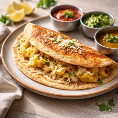 Cheese and potato dosa