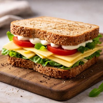 Cheese and salad cream sandwich