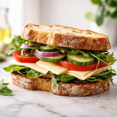 Cheese and salad sourdough ssndwich