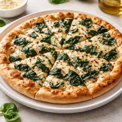 Cheese and spinach pizza