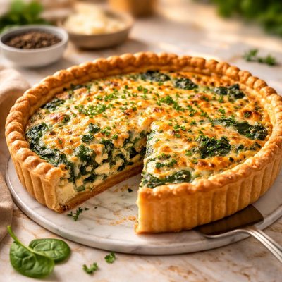 Cheese and spinach quiche