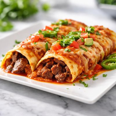 Cheese and steak enchiladas