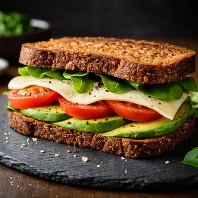 Cheese avacado tomato sandwich