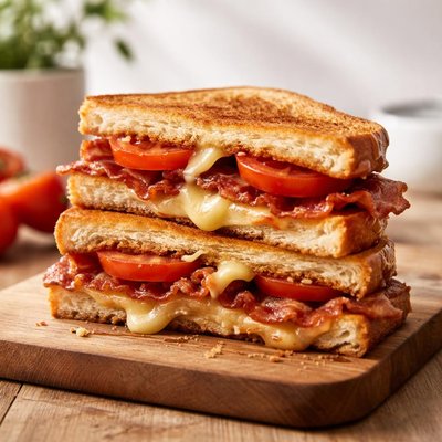 Cheese bacon and tomato toastie