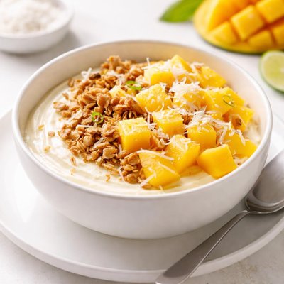 Cheese bowl with mango and coconut