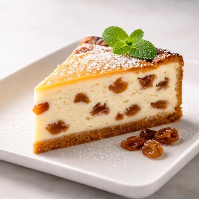 Cheese cake with raisins
