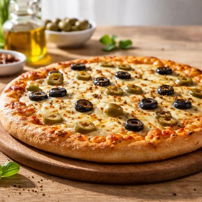 Cheese olive pizza