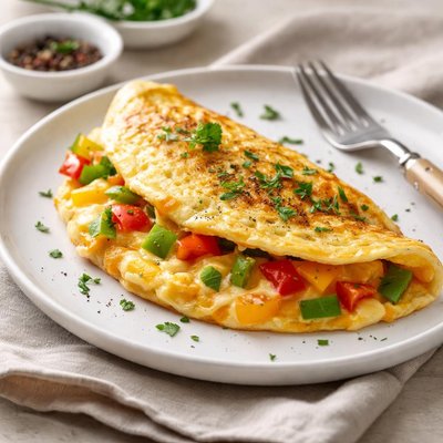 Cheese omelette with bell pepper