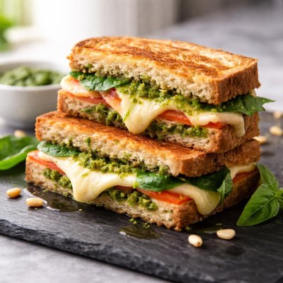 Cheese pesto sandwich