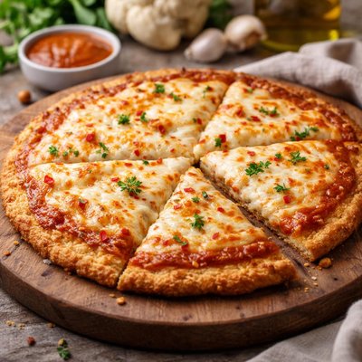Cheese pizza with cauliflower crust