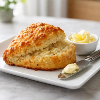 Cheese scone with butter