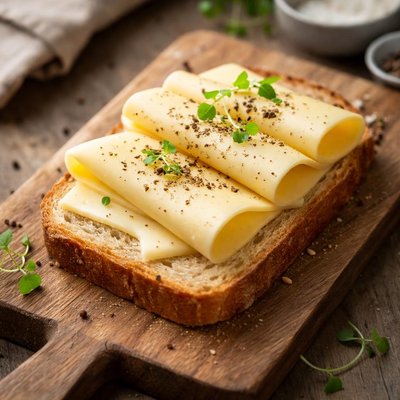 Cheese slice on bread
