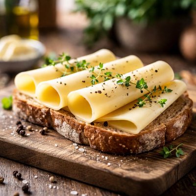 Cheese slices on bread