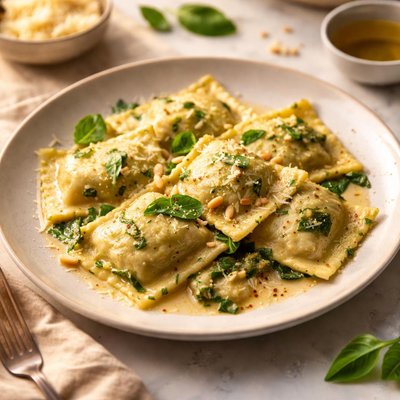 Cheese spinach ravioli