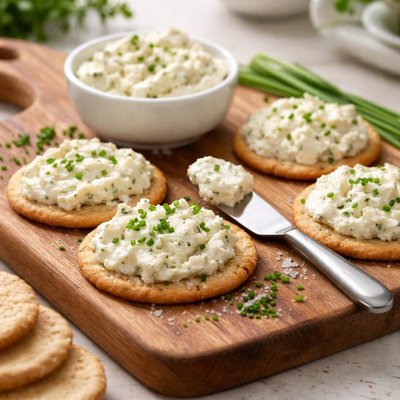 Cheese spread on crackers