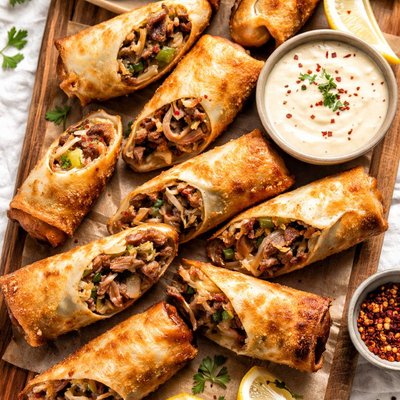 Cheese steak egg roll