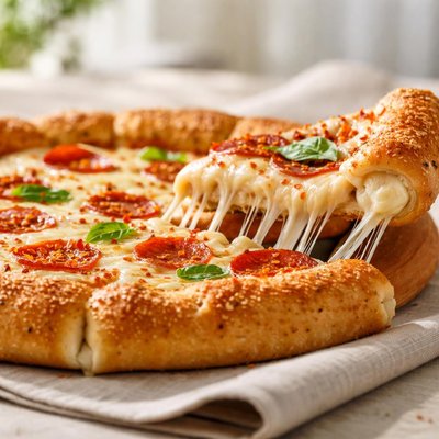 Cheese stuffed crust pizza