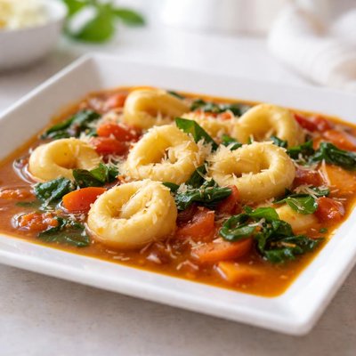 Cheese stuffed tortellini soup