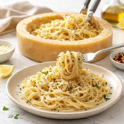 Cheese wheel pasta