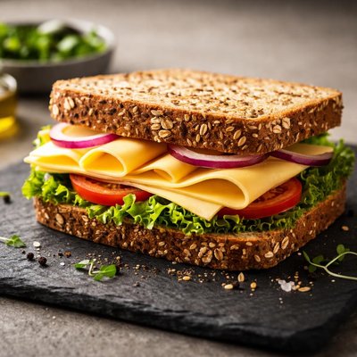 Cheese whole grain sandwich