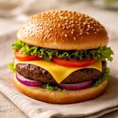 Cheeseburger and bun