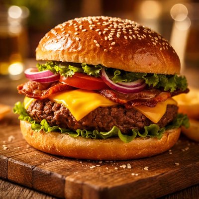 Cheeseburger on a bun