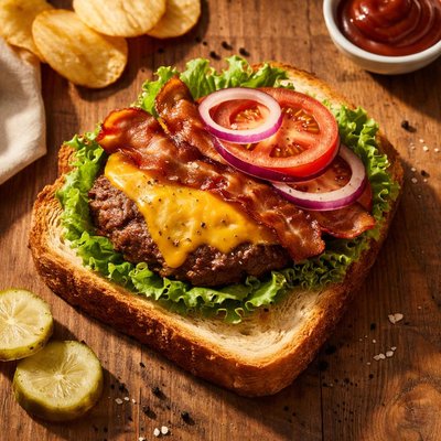 Cheeseburger on bread