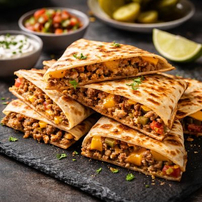 Cheeseburger quesadilla
