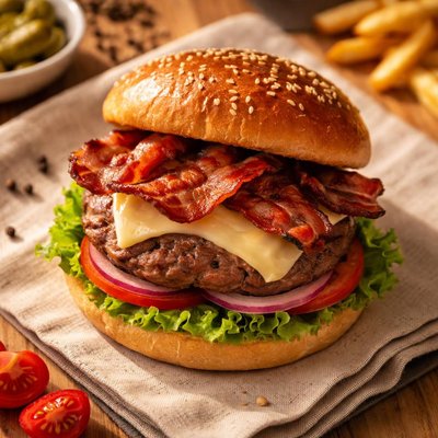 Cheeseburger with bacon and swiss