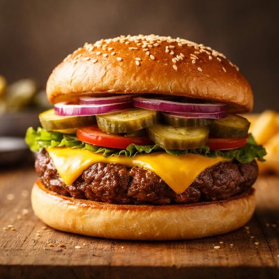 Cheeseburger with pickles