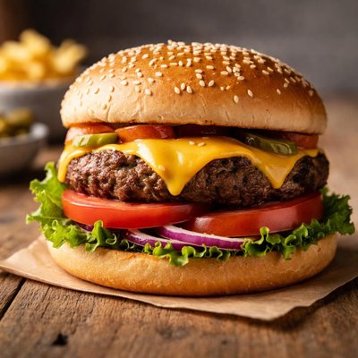 Cheeseburger with tomato