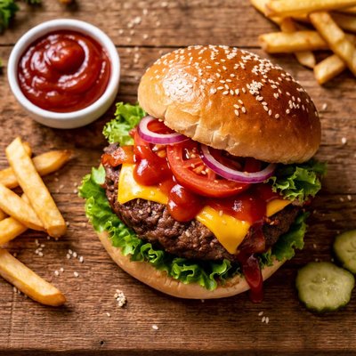 Cheeseburgerr with ketch up