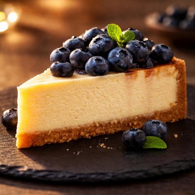 Cheesecake with blueberries