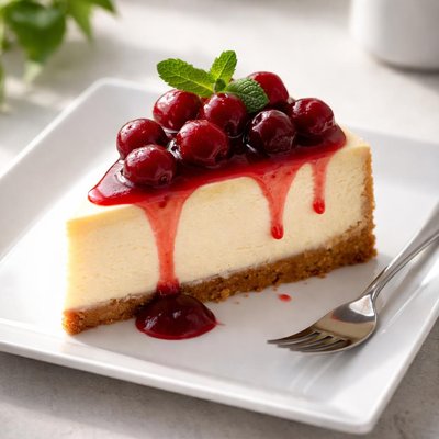Cheesecake with cherry topping