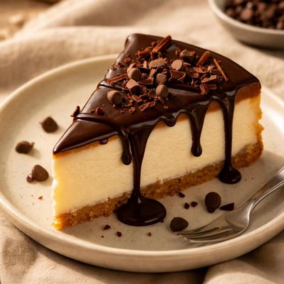 Cheesecake with chocolate topping